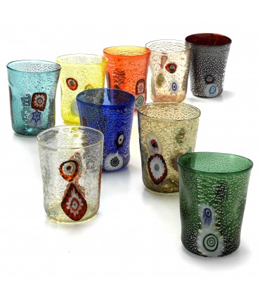 bicchiere vetro Goto di Murano colori assortiti set 6 pezzi